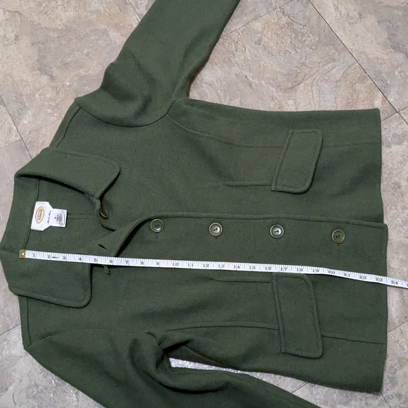 Talbots Medium Olive Green Wool & Alpaca Blend Long Sleeve Button‎ Down Jacket - Picture 10 of 10